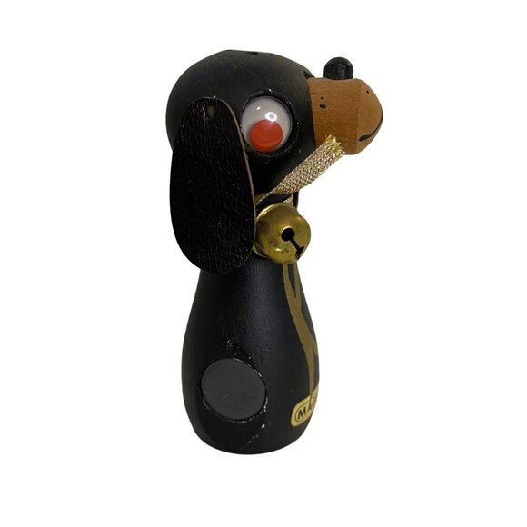 Vintage 1960s Black Wooden Dog Salt & Pepper Shakers – Side‑Magnetic – MCM - Picture 8 of 11